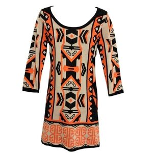 T/O Sweaters Long Sleeve Sweater Dress Southwest Design? Jrs M